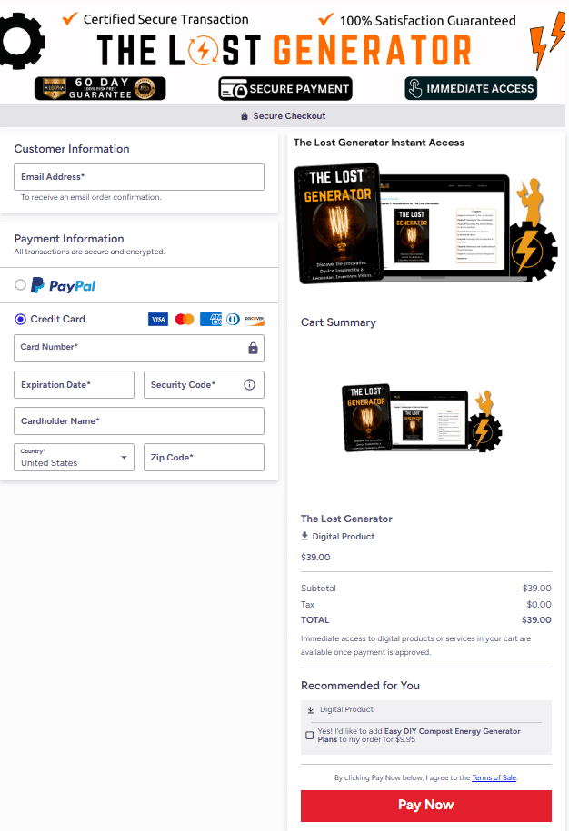 The Lost Generator Checkout Page